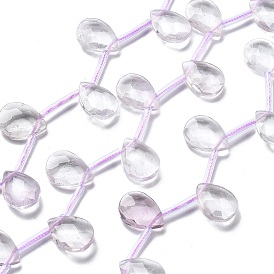 Природный аметист нитей бисера, граненые, слеза, с трубкой бисера, Топ пробуренной