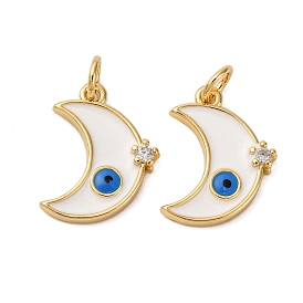 Латунные микро проложить кубического циркония подвески, луна со сглазом, с эмалью, с целью перехода в кольце, без кадмия и без свинца, стойки покрытие, долговечный