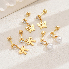 Fashionable and Cute Casual Stud Earrings with Zirconia for Women