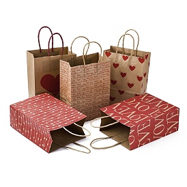 Бумажные пакеты ко дню святого валентина, с ручками, для подарочных пакетов и сумок, красные