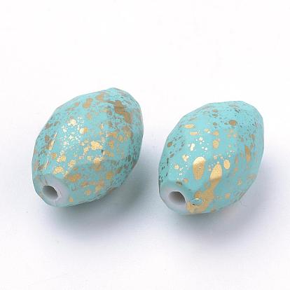 Spray Painted Acrylic Beads, Faceted, Oval