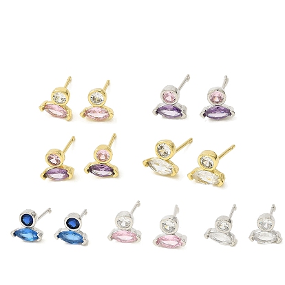 Латунные серьги-гвоздики с конским глазом, с кубического циркония, долговечный, без свинца и без кадмия