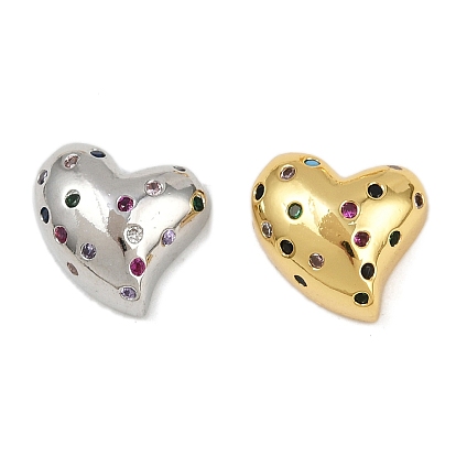 Латунные микро проложить кубического циркония бусы, без кадмия и без свинца, сердце