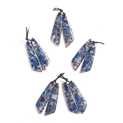Gemstone Pendants, with Gold Line/Silver Line/Brass Line, Dyed, Wing
