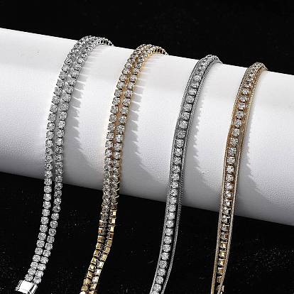 Многорядные браслеты из нержавеющей стали для женщин, с кубического циркония