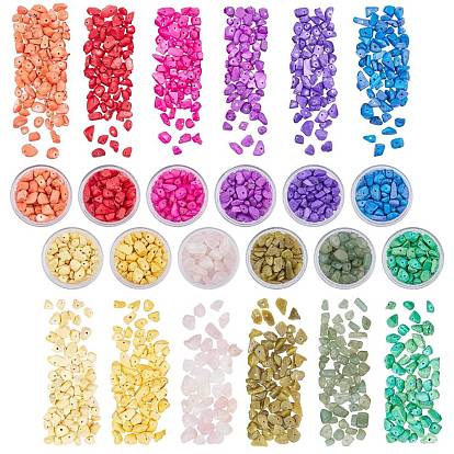Natural & Synthetic Mixed Gemstone Chip Beads, Mixed Dyed and Undyed