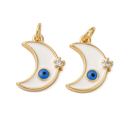 Латунные микро проложить кубического циркония подвески, луна со сглазом, с эмалью, с целью перехода в кольце, без кадмия и без свинца, стойки покрытие, долговечный