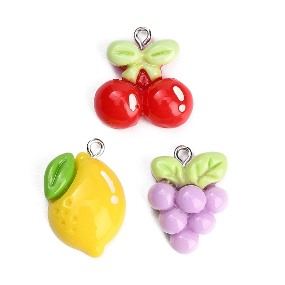 Resina con colgantes de aleación, alimento de imitación, Amuletos de frutas, Platino