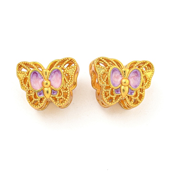 Покрытие стойки бабочка латунная эмаль европейские бусины, бусины с большим отверстием, без кадмия и без свинца, реальный 18 k позолоченный, долговечный