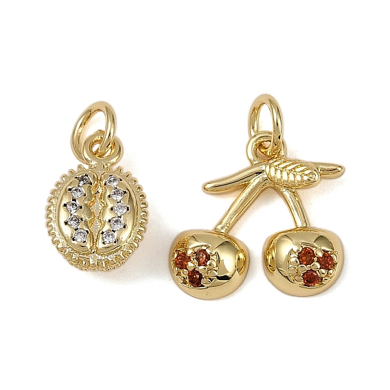 Латунные микро проложить кубического циркония подвески, фрукты чары, долговечный, без кадмия и без свинца, стойки покрытие, с целью перехода в кольце, реальный 18 k позолоченный