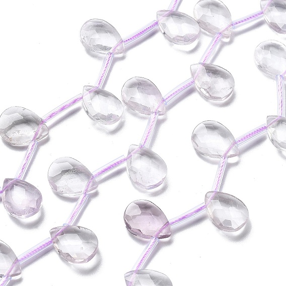 Природный аметист нитей бисера, граненые, слеза, с трубкой бисера, Топ пробуренной