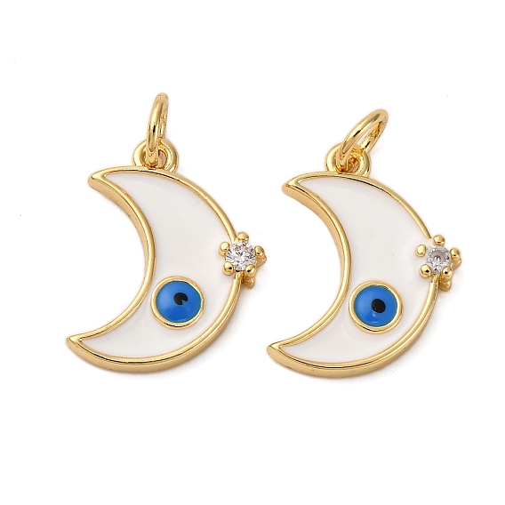 Латунные микро проложить кубического циркония подвески, луна со сглазом, с эмалью, с целью перехода в кольце, без кадмия и без свинца, стойки покрытие, долговечный