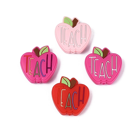 Silicone Beads, Apple & Word TEACH