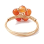 4Pcs 4 Style Natural Mixed Gemstone Star Finger Rings, Brass Wire Wrap Rings Set