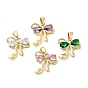 Латунные микро проложить кубического циркония прелести, реальный 18 k позолоченный, бантом