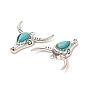 Synthetic Turquoise Pendants, with Alloy Findings, Cattle Head Charms