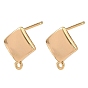 SHEGRACE Brass Stud Earring Findings, Rhombus, with Loop, Cadmium Free & Lead Free & Nickel Free