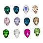Pointed Back Glass Rhinestone Cabochons, Faceted, Drop