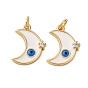 Латунные микро проложить кубического циркония подвески, луна со сглазом, с эмалью, с целью перехода в кольце, без кадмия и без свинца, стойки покрытие, долговечный