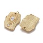 316 Surgical Stainless Steel Pendants, with Jump Rings & Shell & Crystal Rhinestone, Rectangle