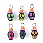 Opaque Acrylic & Handmade Polymer Clay Pendants, Skull Charms, Mixed Color