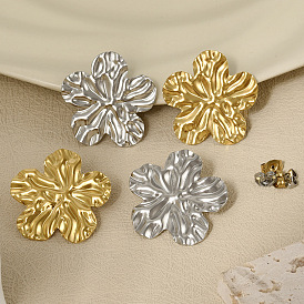 304 Stainless Steel Fashionable Flower Stud Earrings with Exaggerated Design and High-end Quality