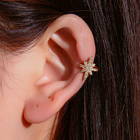 Minimalist Diamond Star Ear Cuff for Women, Eight-pointed Star Earrings with Sparkling Crystals