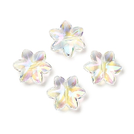 Transparent UV Plating Rainbow Iridescent Acrylic Beads, Flower