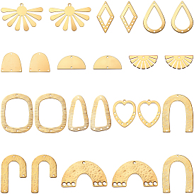 24 шт. 12 стили латунные филигранные соединительные элементы звенья и подвески, полый, разнообразные