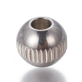 201 Stainless Steel Grooved Beads, Rondelle