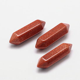 Synthetic Goldstone Double Terminated Points, for Wire Wrapped Pendants Making, No Hole/Undrilled, Faceted
