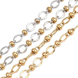 304 цепи овальные из нержавеющей стали, с шариков Rondelle, ионное покрытие (ip), несварные, с катушкой
