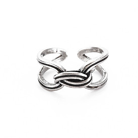 Cross Knot Open Cuff Ring, Tibetan Style Alloy Jewelry for Women, Cadmium Free & Lead Free