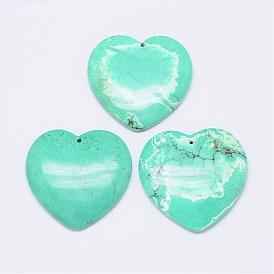 Natural Howlite Pendants, Heart, Dyed & Heated