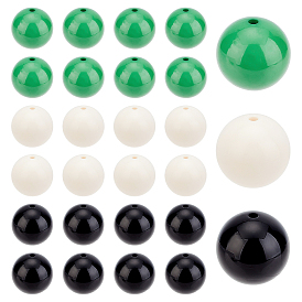 24Pcs 3 Colors Plastic Beads, Bubblegum Beads, Round