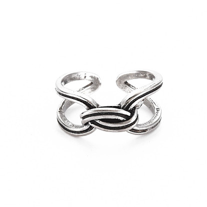 Cross Knot Open Cuff Ring, Tibetan Style Alloy Jewelry for Women, Cadmium Free & Lead Free