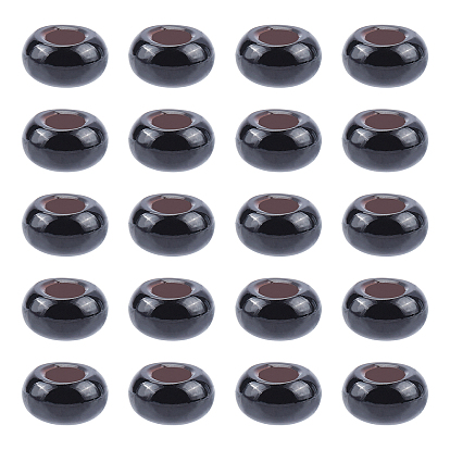 Perles d'agate noires naturelles, Perles avec un grand trou   , teints et chauffée, rondelle