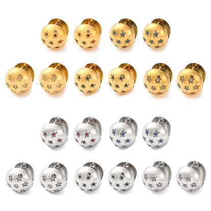 304 серьги-кольца из нержавеющей стали с прозрачным кубическим цирконием для женщин, круглая со звездой