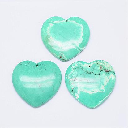 Natural Howlite Pendants, Heart, Dyed & Heated