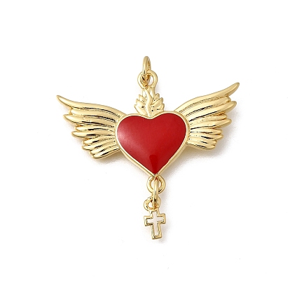 Латунь эмаль подвески, амулеты в виде священного сердца с крыльями, стойки покрытие, долговечный, без кадмия и без свинца