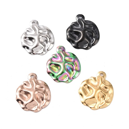 304 Stainless Steel Pendants Ion Plating(IP), Textured, Flat Round
