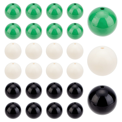 24Pcs 3 Colors Plastic Beads, Bubblegum Beads, Round