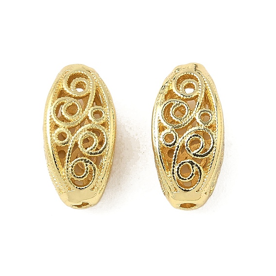 Латунные полые овальные бусины, ионное покрытие (ip), долговечный, без свинца и без кадмия