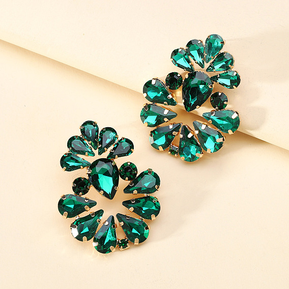 Сверкающие геометрические серьги с когтями из сплава и стеклянными камнями — смелое эффектное украшение для женщин