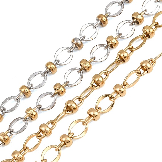 304 цепи овальные из нержавеющей стали, с шариков Rondelle, ионное покрытие (ip), несварные, с катушкой