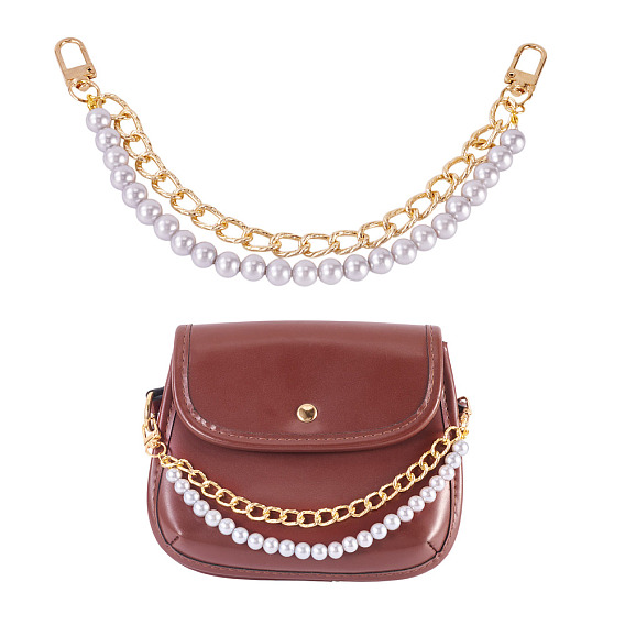 АБС-пластик имитация жемчуга и алюминиевые цепи для панциря сумки удлинители цепи, Сплав с застежками, аксессуары для замены сумок, золотые