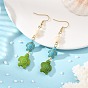 Dyed Tortoise Synthetic Turquoise Dangle Earrings, Real 18K Gold Plated 304 Stainless Steel Earrings for Women