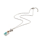 Bouteille en verre avec collier pendentif en copeaux de turquoise synthétique, collier de bouteille de souhaits avec breloque tortue en alliage pour femme