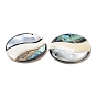 Natural Freshwater Shell & Black Lip Shell & Paua Shell Pendants, Flat Round Charms