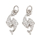 Rack Plating Brass Micro Pave Cubic Zirconia Pendants, Lead Free & Cadmium Free, Dolphin